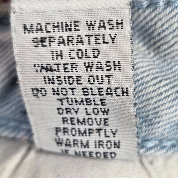 Womens Rue+ Blue Denim Shorts Distressed Happy Face Applique Cut Off Hem Size 20 - Picture 5 of 11